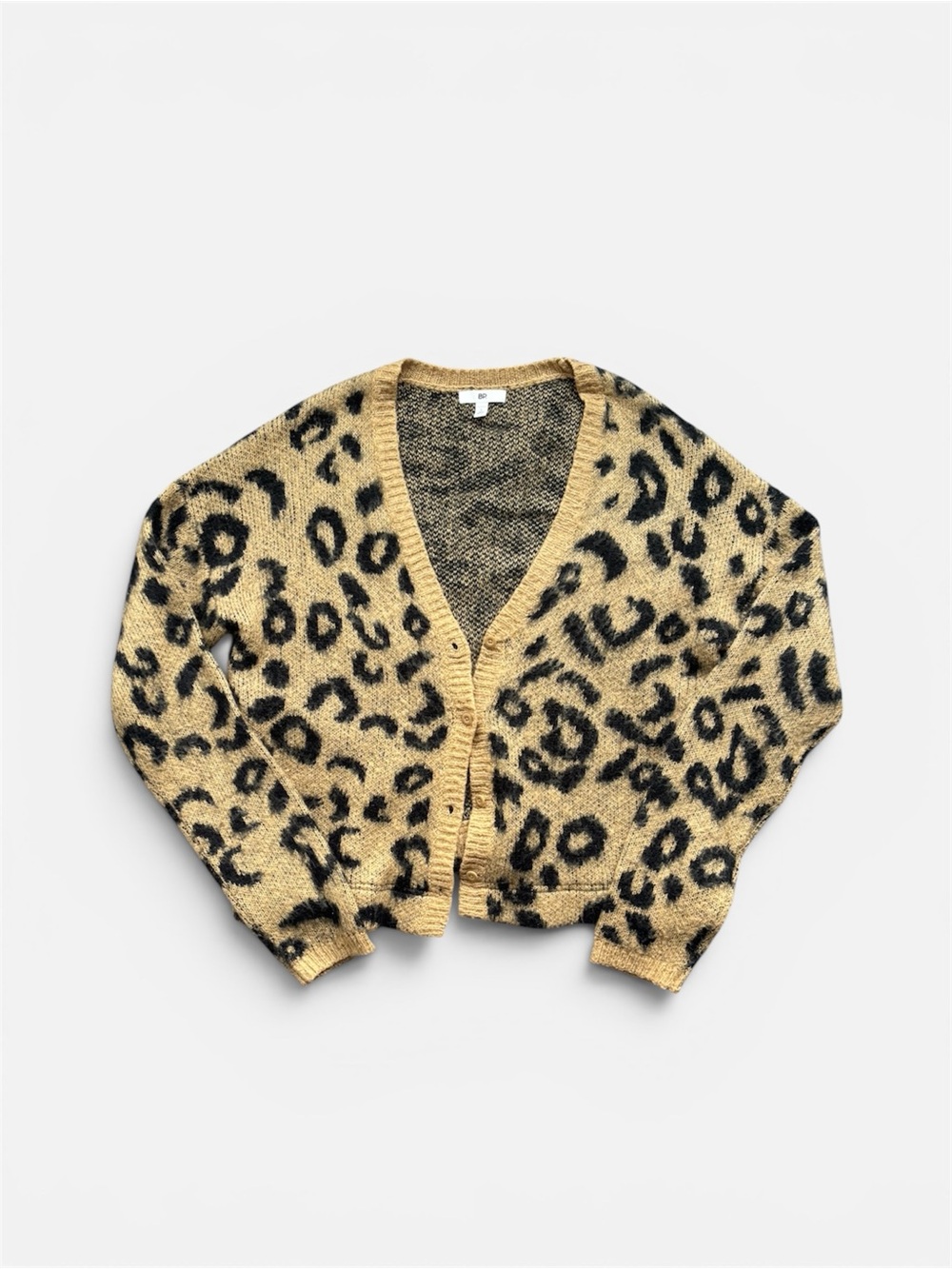 bp Leopard Print V-Neck Cardigan - Tan & Black
